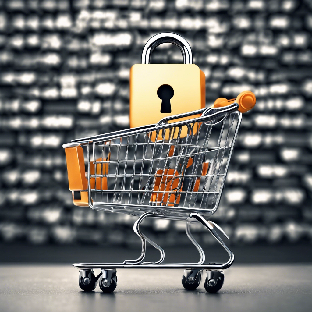 Secure Shopping: Protecting Your Online Cart, showcasing the security of online shopping. Witness a shopping cart with a lock symbol, symbolizing the robust protection measures in place to safeguard your transactions and personal information during online shopping.