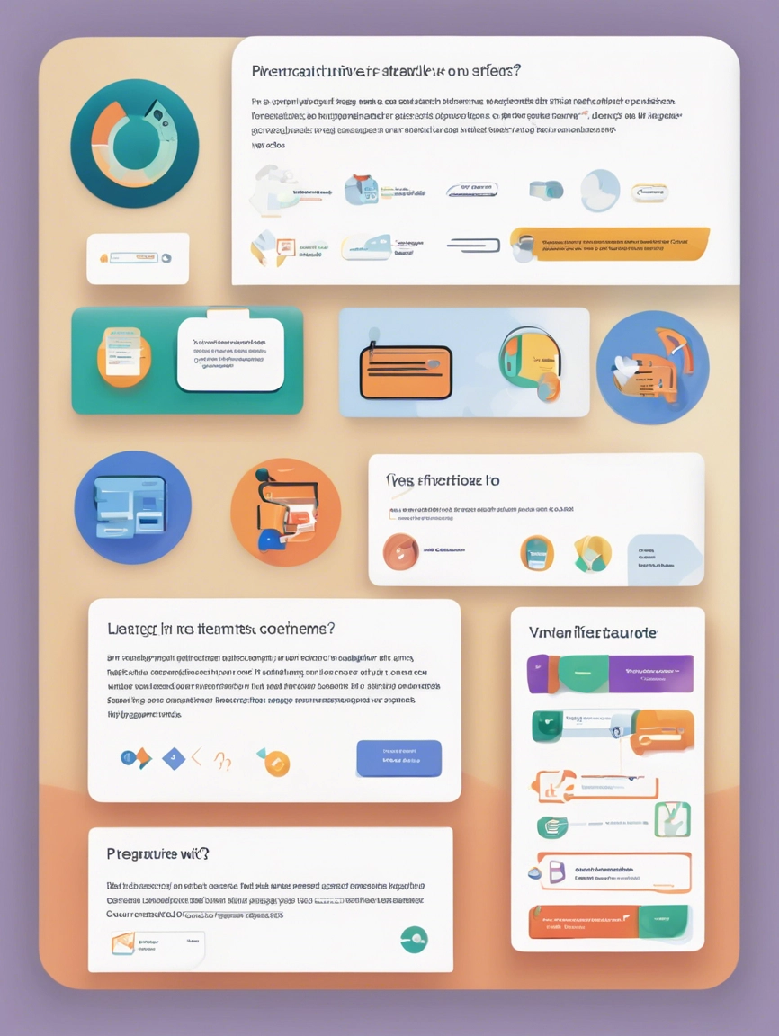 A mockup of a webpage with a dedicated interactive Elements FAQ section, featuring visually appealing icons or illustrations representing different types of interactive elements. Each icon links to a specific question and answer about the corresponding interactive feature.