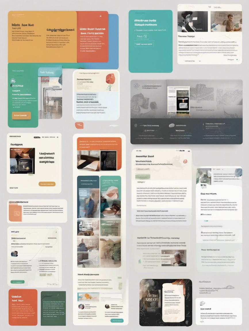 Explore a range of website layout examples, including card-based designs, full-width layouts, and multi-column layouts, each paired with a common question about varied web design layouts, encapsulated within a speech bubble. This visual resource offers insights into different layout options and addresses frequently asked questions for web design enthusiasts.