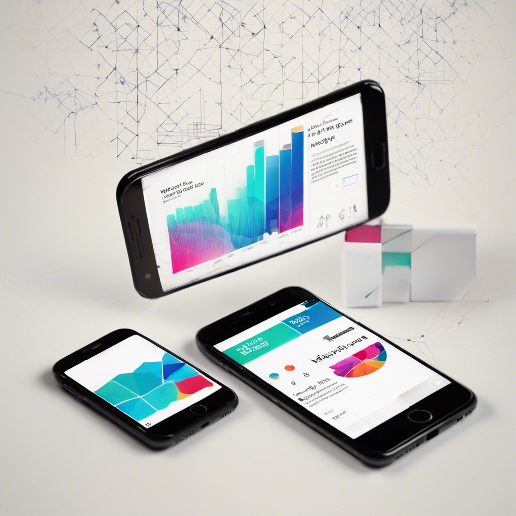 An image showcasing a smartphone with a website displayed on its screen. The website features vibrant and visually appealing graphics, along with clear and concise text. Next to the smartphone, there is a graph indicating an upward trend, symbolizing the increase in website traffic. The background consists of subtle geometric patterns, suggesting modernity and sophistication. Additionally, there are icons representing various digital marketing strategies, such as SEO, social media, and email marketing, surrounding the smartphone, emphasizing the importance of mobile-friendly websites in maximizing visibility and traffic.